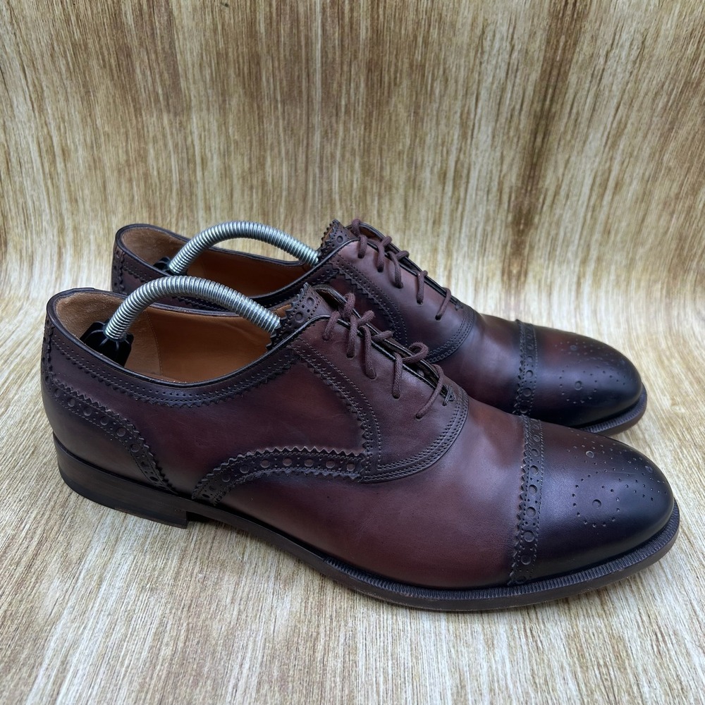 Gucci Oxfords Shoes Men's Size 10.5 Brown Leather Cap Toe Burnished Brogue